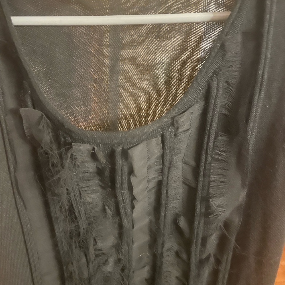 Zara Knit Black Ruffle Midi Dress Size Medium Whimsygoth Romantic Grunge - Picture 9 of 9